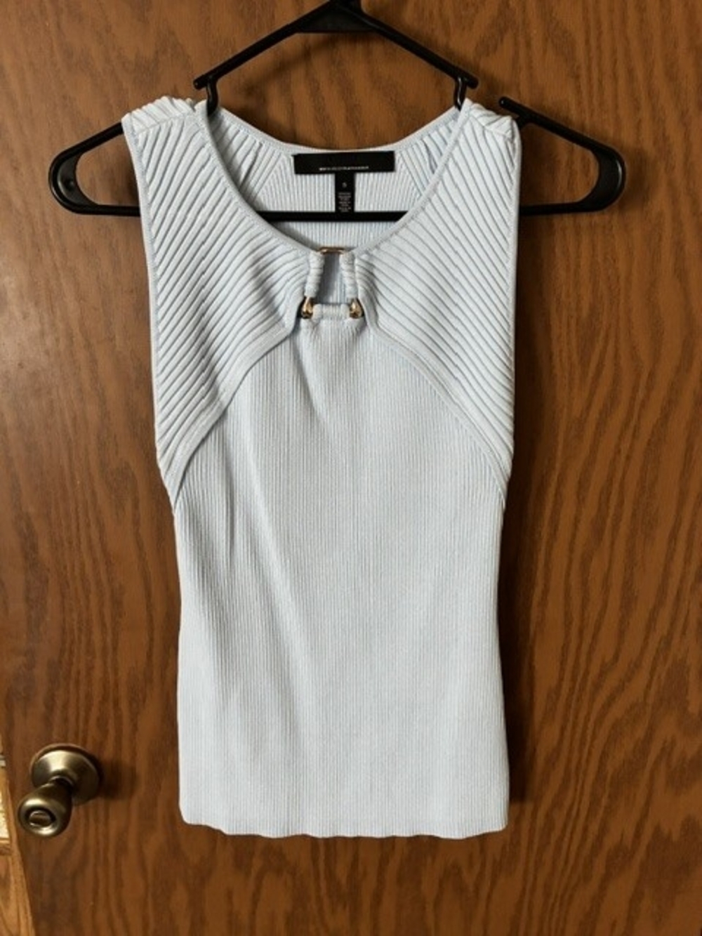 White House Black Market Light Blue Ribbed Keyhole Tank - Picture 3 of 6